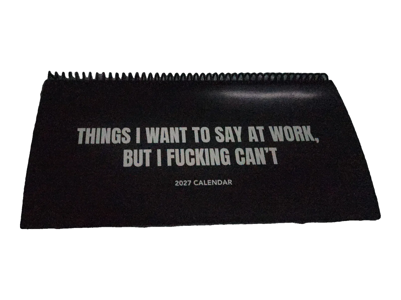 Things I Want to Say at Work, But I Fucking Can't – funny 2027 desk calendar, 10 x 5 inch black spiral desk calendar by Office Snarky