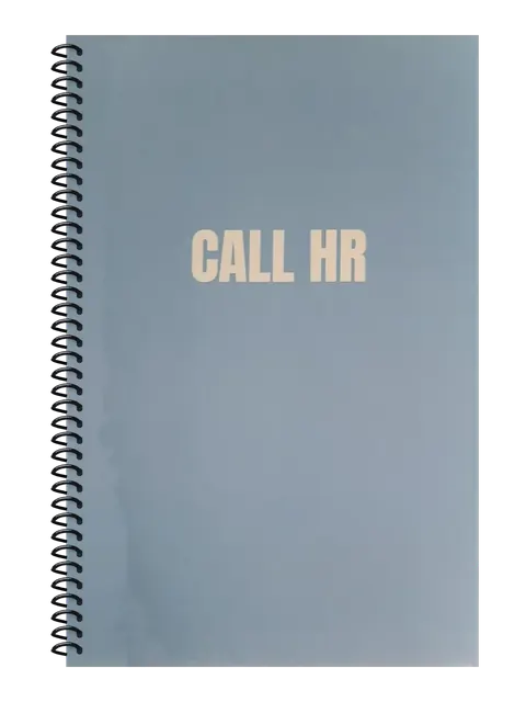 Call HR funny spiral notebook in light blue (Reply-All Blue) – 5.5 x 8.5 inch college ruled office notebook by Office Snarky