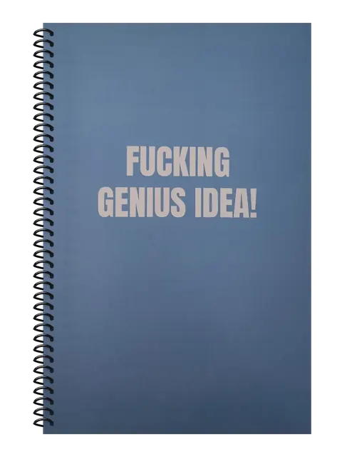 Fucking Genius Idea funny spiral notebook in blue (Spreadsheet Blue) – 5.5 x 8.5 inch college ruled office notebook by Office Snarky