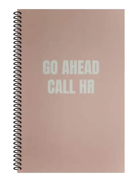 Go Ahead, Call HR funny spiral notebook in light pink (HR Pink) – 5.5 x 8.5 inch college ruled office notebook by Office Snarky