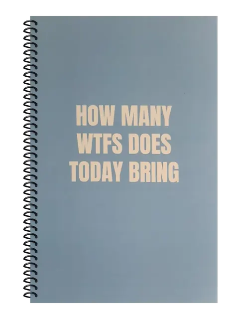 How Many WTFs Does Today Bring funny spiral notebook in light blue (Reply-All Blue) – 5.5 x 8.5 inch college ruled office notebook by Office Snarky