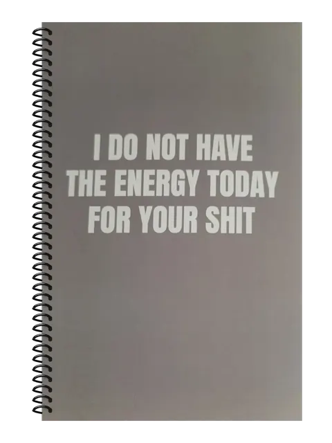 I Do Not Have the Energy Today for Your Shit funny spiral notebook in gray (Office Gray) – 5.5 x 8.5 inch college ruled office notebook by Office Snarky