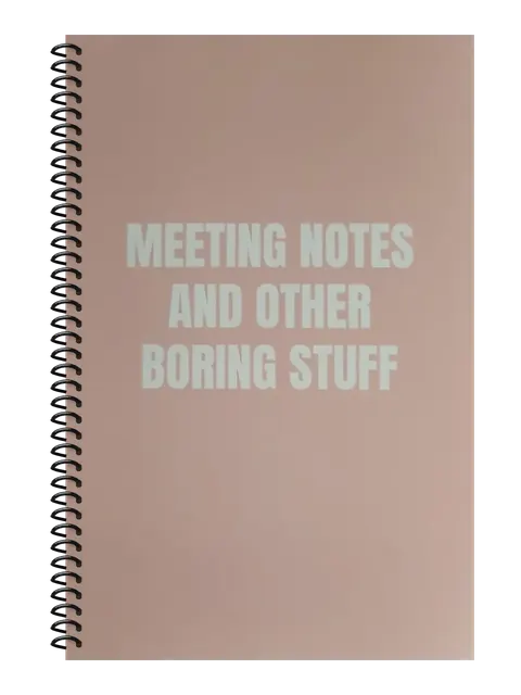 Meeting Notes and Other Boring Stuff funny spiral notebook in light pink (HR Pink) – 5.5 x 8.5 inch college ruled office notebook by Office Snarky