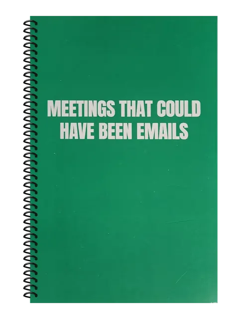 Meetings That Could Have Been Emails funny spiral notebook in green (Cubicle Green) – 5.5 x 8.5 inch college ruled office notebook by Office Snarky