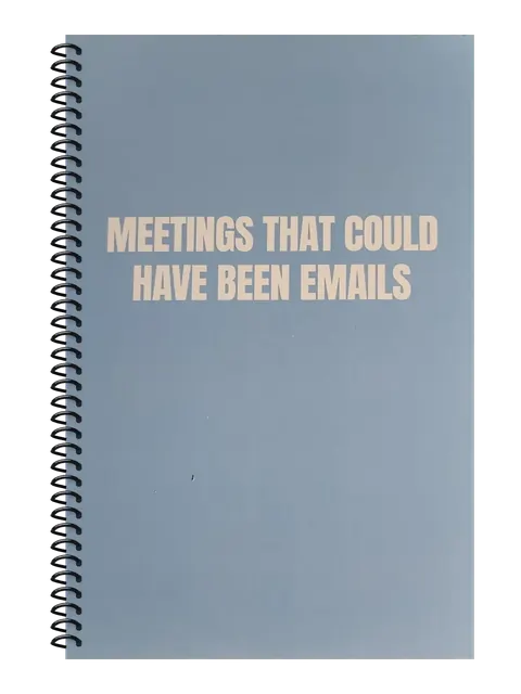 Meetings That Could Have Been Emails funny spiral notebook in light blue (Reply-All Blue) – 5.5 x 8.5 inch college ruled office notebook by Office Snarky